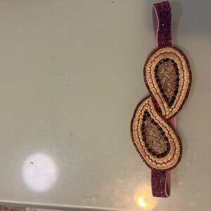 Leather and beaded head band